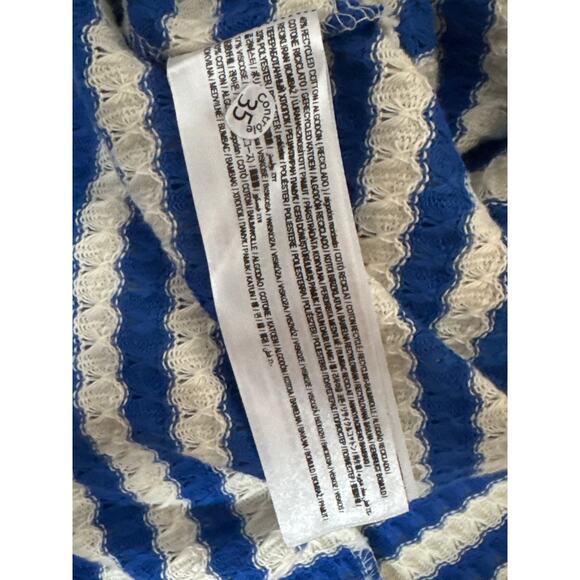 Mango Striped Blue Cream Knit Jersey Midi Dress Womens 2 Nautical Coastal Resort - Picture 10 of 10